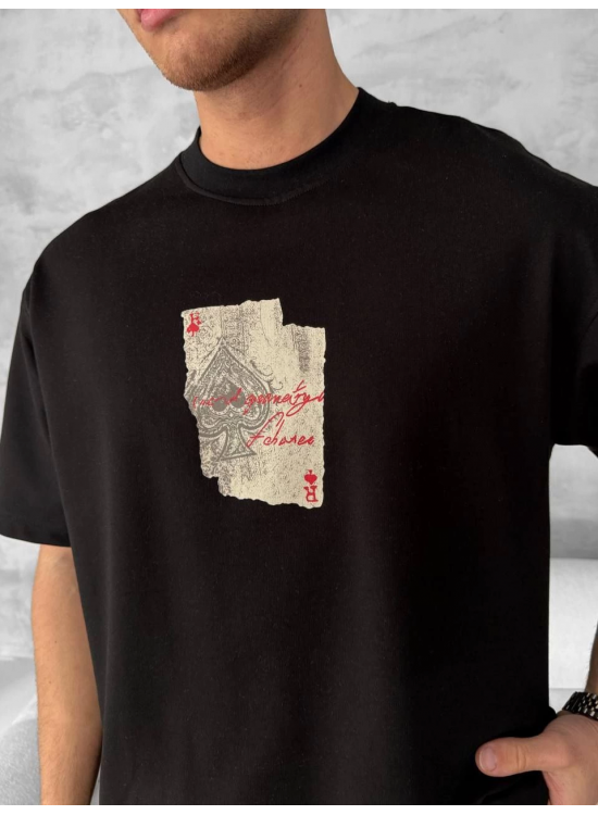ERKEK Tişört Kısa Kol Ön ve Arka Baskılı Oversize Bisiklet Yaka T-shirt - Siyah ERKEK Tişört Kısa Kol Ön ve Arka Baskılı Oversize Bisiklet Yaka T-shirt - Siyah