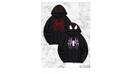 Sevgili Çift Kombini Örümcek Baskılı Kapüşonlu Sweatshirt Hoodie - Siyah Sevgili Çift Kombini Örümcek Baskılı Kapüşonlu Sweatshirt Hoodie - Siyah