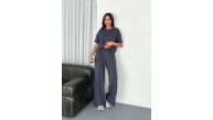Kadın Osy Modal Yumuşak Dokulu Kumaş Bisiklet Yaka T-shirt Bol paça Pantalon ikili Takım -Antrasit Kadın Osy Modal Yumuşak Dokulu Kumaş Bisiklet Yaka T-shirt Bol paça Pantalon ikili Takım -Antrasit