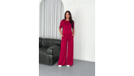 Kadın Osy Modal Yumuşak Dokulu Kumaş Bisiklet Yaka T-shirt Bol paça Pantolon ikili Takım -Bordo Kadın Osy Modal Yumuşak Dokulu Kumaş Bisiklet Yaka T-shirt Bol paça Pantolon ikili Takım -Bordo