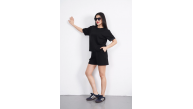 Osy Modal yumuşak dokulu Kumaş Kadın Bisiklet Yaka T-shirt Kısa Şort İkili Takım - Siyah Osy Modal yumuşak dokulu Kumaş Kadın Bisiklet Yaka T-shirt Kısa Şort İkili Takım - Siyah