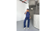 Kadın Osy Modal Yumuşak Dokulu Kumaş Kısa Kollu Bluz Rahat Pantolon ikili Takım- Lacivert Kadın Osy Modal Yumuşak Dokulu Kumaş Kısa Kollu Bluz Rahat Pantolon ikili Takım- Lacivert