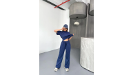 Kadın Osy Modal Yumuşak Dokulu Kumaş Kısa Kollu Bluz Rahat Pantolon ikili Takım- Lacivert Kadın Osy Modal Yumuşak Dokulu Kumaş Kısa Kollu Bluz Rahat Pantolon ikili Takım- Lacivert