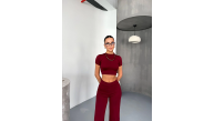 Kadın Osy Modal Yumuşak Dokulu Kumaş Kısa Kollu Crop Alt ispanyol Paça Pantolon ikili Takım - Bordo Kadın Osy Modal Yumuşak Dokulu Kumaş Kısa Kollu Crop Alt ispanyol Paça Pantolon ikili Takım - Bordo
