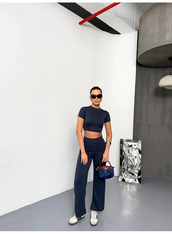 Kadın Osy Modal Yumuşak Dokulu Kumaş Kısa Kollu Crop Alt ispanyol Paça Pantolon ikili Takım - Füme Kadın Osy Modal Yumuşak Dokulu Kumaş Kısa Kollu Crop Alt ispanyol Paça Pantolon ikili Takım - Füme