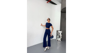 Kadın Osy Modal Yumuşak Kumaş Kısa Kollu Crop Alt ispanyol Paça Pantolon ikili Takım - Lacivert Kadın Osy Modal Yumuşak Kumaş Kısa Kollu Crop Alt ispanyol Paça Pantolon ikili Takım - Lacivert