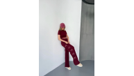 Kadın Osy Modal Yumuşak Dokulu Kumaş Nakış işlemeli Rahat Bol Paça Eşofman Pantolon - Bordo Kadın Osy Modal Yumuşak Dokulu Kumaş Nakış işlemeli Rahat Bol Paça Eşofman Pantolon - Bordo