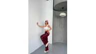 Kadın Osy Modal Yumuşak Dokulu Nakışlı Rahat Bol Paça Eşofman Pantolon - Bordo Kadın Osy Modal Yumuşak Dokulu Nakışlı Rahat Bol Paça Eşofman Pantolon - Bordo
