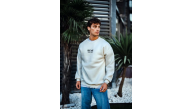 Erkek Bisiklet Yaka 3 İplik pamuklu Baskılı SweatShirt - Beyaz Erkek Bisiklet Yaka 3 İplik pamuklu Baskılı SweatShirt - Beyaz