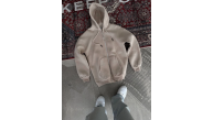 Kadın 3 İplik Pamuklu Kapüşonlu Kanguru Cepli Baskılı Oversize Hoodie Sweatshirt - Bej