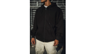 Erkek Tam Fermuarlı Cepli Kapüşonlu 3 iplik pamuklu hoodie Sweatshirt - Siyah