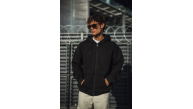 Erkek Tam Fermuarlı Cepli Kapüşonlu 3 iplik pamuklu hoodie Sweatshirt - Siyah
