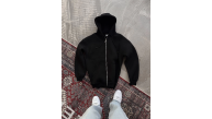 Kadın Tam Fermuarlı Cepli Kapüşonlu 3 iplik pamuklu hoodie Sweatshirt - Siyah Kadın Tam Fermuarlı Cepli Kapüşonlu 3 iplik pamuklu hoodie Sweatshirt - Siyah