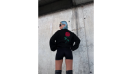 Kadın Oversize Kapüşonlu Cepli GÜL Baskılı 3 İplik Pamuklu Hoodie Sweatshirt - Siyah Kadın Oversize Kapüşonlu Cepli GÜL Baskılı 3 İplik Pamuklu Hoodie Sweatshirt - Siyah