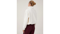 Kadın 3 İplik Pamuklu Oversize Yarım Fermuarlı Yakalı Basic Sweatshirt - Beyaz
