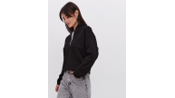 Kadın 3 İplik Pamuklu Oversize Yarım Fermuarlı Yakalı Basic Sweatshirt - Siyah