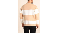 Erkek 3 iplik pamuklu Parçalı Bisiklet Yaka SweatShirt - Bej Erkek 3 iplik pamuklu Parçalı Bisiklet Yaka SweatShirt - Bej