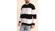 Erkek 3 iplik pamuklu Parçalı Bisiklet Yaka SweatShirt - Siyah Erkek 3 iplik pamuklu Parçalı Bisiklet Yaka SweatShirt - Siyah