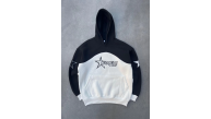 Kadın 3 İplik Pamuklu Parçalı Nakış İşlemelı Kapüşonlu SweatShirt Hoodie - Siyah
