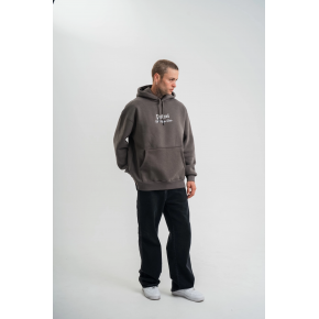 Erkek 3 İplik Kapüşonlu Hoodie Dijital Patchli SweatShirt - Füme