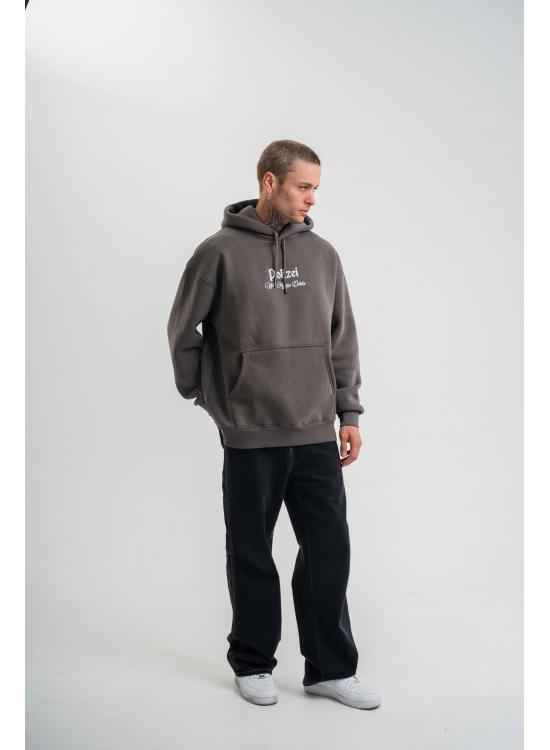 Erkek 3 İplik Kapüşonlu Hoodie Dijital Patchli SweatShirt - Füme