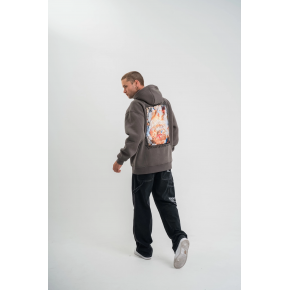 Erkek 3 İplik Kapüşonlu Hoodie Dijital Patchli SweatShirt - Füme