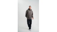 Erkek 3 İplik Kapüşonlu Hoodie Dijital Patchli SweatShirt - Füme