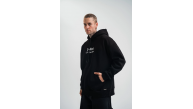 Erkek 3 İplik Pamuklu Kapüşonlu Baskılı Cepli Oversize Sweatshirt Hoodie - Siyah Erkek 3 İplik Pamuklu Kapüşonlu Baskılı Cepli Oversize Sweatshirt Hoodie - Siyah