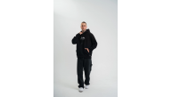 Erkek 3 İplik Pamuklu Kapüşonlu Baskılı Cepli Oversize Sweatshirt Hoodie - Siyah Erkek 3 İplik Pamuklu Kapüşonlu Baskılı Cepli Oversize Sweatshirt Hoodie - Siyah