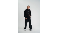 Erkek 3 İplik Pamuklu Kapüşonlu Baskılı Cepli Oversize Sweatshirt Hoodie - Siyah Erkek 3 İplik Pamuklu Kapüşonlu Baskılı Cepli Oversize Sweatshirt Hoodie - Siyah