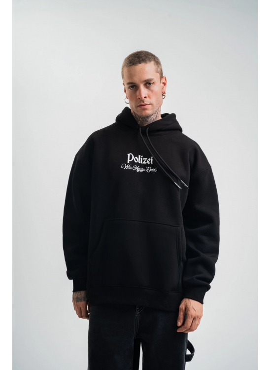 Erkek 3 İplik Pamuklu Kapüşonlu Baskılı Cepli Oversize Sweatshirt Hoodie - Siyah Erkek 3 İplik Pamuklu Kapüşonlu Baskılı Cepli Oversize Sweatshirt Hoodie - Siyah