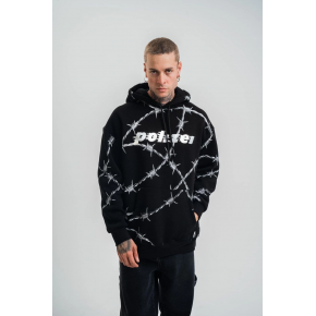 ERKEK Kapüşonlu Varak ve Pano Baskılı Hoodie  SweatShirt- Siyah