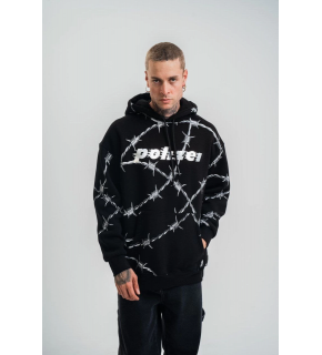 ERKEK Kapüşonlu Varak ve Pano Baskılı Hoodie  SweatShirt- Siyah