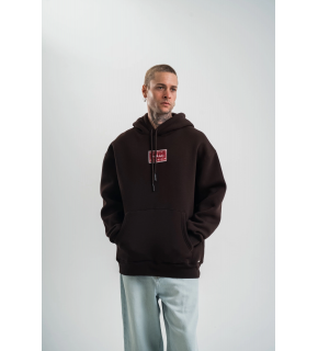 Erkek Nakışlı Kapüşonlu Oversize 3 İplik Pamuklu SweatShirt Hoodie - Siyah