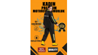 Kadın Premium Motorcu Kurye Yağmurluk Takım Su Geçirmez PVC Reflektörlü Siyah