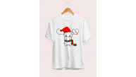 Yılbaşı Noel Ren Geyiği Baskılı Kısa Kollu Oversize Bisiklet Yaka T-shirt - Beyaz Yılbaşı Noel Ren Geyiği Baskılı Kısa Kollu Oversize Bisiklet Yaka T-shirt - Beyaz