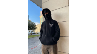 Erkek 3 iplik Samuray kapüşonlu ZIP Fermuarlı SweatShirt Hoodie - Siyah Erkek 3 iplik Samuray kapüşonlu ZIP Fermuarlı SweatShirt Hoodie - Siyah