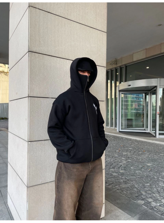 Erkek 3 iplik Samuray kapüşonlu ZIP Fermuarlı SweatShirt Hoodie - Siyah Erkek 3 iplik Samuray kapüşonlu ZIP Fermuarlı SweatShirt Hoodie - Siyah