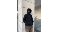 Samuray Ninja Çift Kapşonlu ZIP Fermuarlı Kanguru Çepli Tam Fermuarlı Hoodie Swetshirt - Siyah Samuray Ninja Çift Kapşonlu ZIP Fermuarlı Kanguru Çepli Tam Fermuarlı Hoodie Swetshirt - Siyah