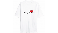 14 Şubat Tişört Sevgililer Günü İçin Özel Tasarım Love Baskılı T-shirt - Beyaz