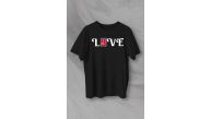 14 Şubat Sevgililer Günü Love Baskılı Oversize Bisiklet Yaka T-shirt - Siyah
