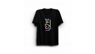 14 Şubat Sevgililer Günü Love Baskılı Oversize Bisiklet Yaka T-shirt - Siyah