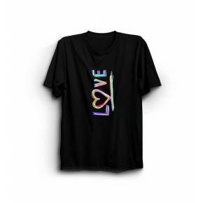 14 Şubat Sevgililer Günü Love Baskılı Oversize Bisiklet Yaka T-shirt - Siyah