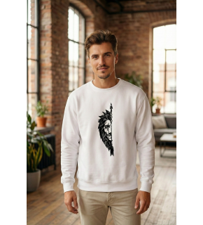 Oversize Bisiklet Yaka Sevgililer Günü Baskılı Sweatshirt - Beyaz