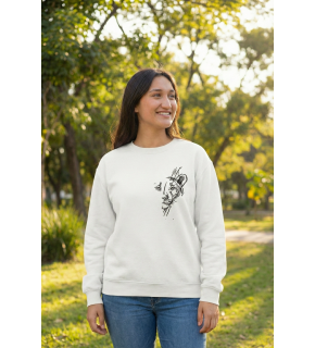 Sevgililer Gününe Baskılı Oversize Bisiklet Yaka Sweatshirt - Beyaz