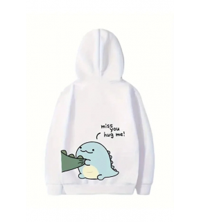 Sevgililer Günü Baskılı Oversize Kapüşonlu Sweatshirt Hoodie - Beyaz