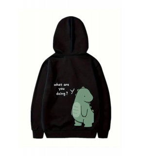 Sevgililer Günü Baskılı Oversize Kapüşonlu Sweatshirt Hoodie - Siyah