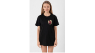 Türk Arma Baskılı Oversize Bisiklet Yaka Günlük T-shirt - Siyah Türk Arma Baskılı Oversize Bisiklet Yaka Günlük T-shirt - Siyah