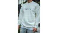 Erkek 3 İplik Pamuklu Bisiklet Yaka Baskılı SweatShirt - Beyaz