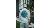 Erkek 3 İplik Pamuklu Bisiklet Yaka Baskılı SweatShirt - Beyaz